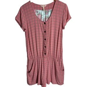 Matilda Jane Floral Back Romper Womens Medium Pink Cottage Feminine